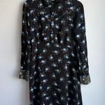 Sandro Paris Black Floral Button-Front Satin Dress- Size 38 (US 6) 100% Viscose Photo 3