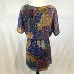Forever 21 Beautiful colors peacock feather print dress size small Photo 3