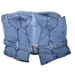 NWT Womens THRILL Jeans Denim Corset Blue Denim Silver Hardware Crop Top Size M Size M Photo 1