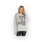 Lauren Moshi  𖦹 Hollis I’m A Mess Cashmere Pullover Sweater 𖦹 Heather Grey 𖦹 L Photo 2