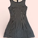 Max Studio  Black White Houndstooth Sleeveless Fit Flare Dress Size Large Photo 0