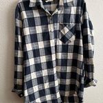 Adora Women's Blue & White Plaid Long Sleeve Flannel Shirt M Size L Photo 0