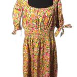 Terra & Sky Plus Size 2X Floral Spring Summer Dress tie Sleeves CUTE Square Neck Photo 0