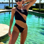 Norma Kamali  Snake Mesh Mio One Piece Swimsuit in Black Size Large Photo 0