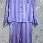 Loft  Lavender and Lilac Striped Sleepwear Set Pajamas Satin Silky XS/S Photo 0