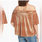 Sun & Shadow  Velvet Off Shoulder Top Gold XS Photo 1