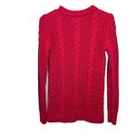 LL Bean Red Rope Stitch Cable Cotton Pullover Sweater Size SMALL Photo 3