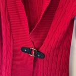 Ralph Lauren Lauren  Red Belted Cable Knit Cardigan size M EUC Photo 2