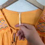 Free People  Orange Boho Market Embroidered Cotton Tunic Medium Photo 4