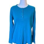 Duluth Trading Co Long Sleeve Cotton Shirt Womens Size Small In Teal Blue Photo 0