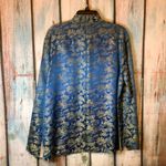 Vintage Silk Print Flower Flog Button Lined Jacket Size L Made in Japan Gold Size L Photo 5