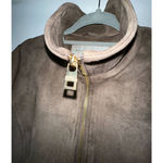 Marc New York  Brown‎ Faux Suede Jacket Gold Zip Front Size L Photo 2