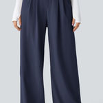 Halara  Flex High Waited Pocket Wide Leg Waffle Work Pants Photo 0