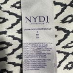 NYDJ Pintuck Blouse Women's Small White Black Long Crepe Sleeve High-Low V-Neck Photo 6