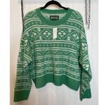 American Eagle NWT  Outfitters Green & White Fair Isle Snowdrift Sweater Size XL Photo 3