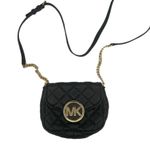 Michael Kors black quilted crossbody bag gold chain strap. Photo 1