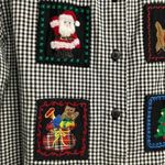 Lemon Grass Studio Vintage Christmas Women’s Button Down Shirt size Medium Santa Reindeer Photo 1