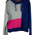 Tommy Hilfiger  Sport Navy Pink & Gray Colorblock Patchwork Hoodie Pockets Sz XL Photo 0