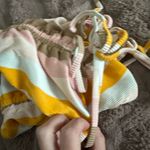 Aerie  Pink Brown striped tube tankini Bandeau Bikini top size Small ribbed Photo 4