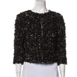 Tory Burch RARE  Size 6 Silk Blazer Textured Petals Hook Eye Jacket Logo Planets Photo 0