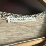 Peruvian Connection  | Taupe and Black Printed Round Neck Pima Cotton Tee Medium Photo 4