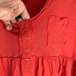 Free People We the Free 3/4 Top Heart of Mine Cotton Flounce-Hem Colorblock Red Photo 5