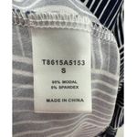 Tart  Top Women SMALL Blue White Printed Roll Tab Sleeve Keyhole Back Modal Blend Photo 5