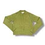 Vince Mock Neck Ribbed Cashmere Blend Sweater Lime Green XS Photo 3