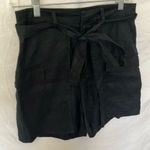Nicole Miller : Black, Linen Tie-Waist Shorts- 6 Photo 5