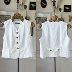 Emerson Lang Contemporary White Cotton Linen Cropped Vest L Size L Photo 1