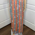 Angie NWT Boho Knot Front Printed Maxi Dress Blue Orange Size Medium Photo 3
