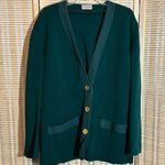 Devernois Paris Vintage 1970s Forest Green Preppy Cardigan Sweater Blazer Size 18 Photo 0