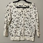 CAbi White & Grey Polka Dot 3/4 Sleeve Cardigan Sweater Womens S Casual Preppy Photo 0