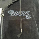 BCBGMAXAZRIA NWT  Velvet Rhinestones Iridescent Roses Hoodie Track Suit 2-Piece Photo 2