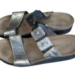 Naot Silver Leather Slide Sandals EU 39 US 8 Comfort Cork Footbed Boho Photo 0