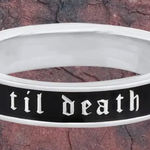 Til Death Black & Silver Wedding Band Gothic Bridal Ring Size 6 Photo 0