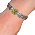 Anatoli 925 Sterling Silver Peridot Bracelet Woven Wheat Chain Signed 7 Inch Photo 4