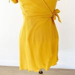 Lulus Lulu’s My Philosophy Golden Yellow Wrap Mini Dress NWT | Small Photo 3