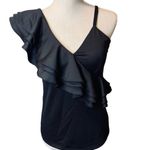 BKE Black Fitted Ruffle Shoulder Top Size XS NWOT Photo 3