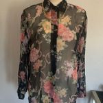 Silk Floral Print Button Photo 1