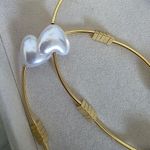 Boutique Gold Necklace With Pearl Hearts Photo 3