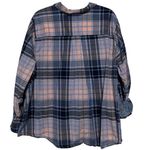 st. john's bay St John’s Bay Women's Blue Pink Long Roll Up Sleeves Button Front Blouse Size 3X Photo 1