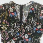 Lush Clothing Lush Black Floral Print Long Sleeve Romper V-Neck Tie front Women's S EUC Photo 2