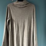 Loft L Beige Knit Sweater Long Sleeve Tunic Cowl Neck Soft Neutral Ribbed Layer Photo 2