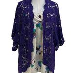 Jessica London Crochet Open Front Cardigan Purple Boho Photo 0