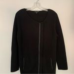 Eileen Fisher  Silk Cotton Interlock Knit w/Leather Trim Long Black Photo 2