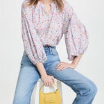 Something Navy Long Sleeve Flowy Button Up Floral Top Sz. S Photo 0