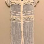 Cream Lace Frilly Tunic Blouse White Size M Photo 0