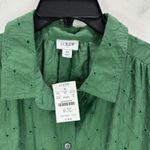 J.Crew Eyelet Mini Shirt Dress Long Sleeve Cotton Pockets Preppy Green US 12 NWT Photo 6