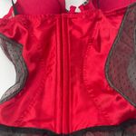 Jezebel  Scarlet Red and Black Lace Satin Doll intimately Bustier size 34B Photo 4